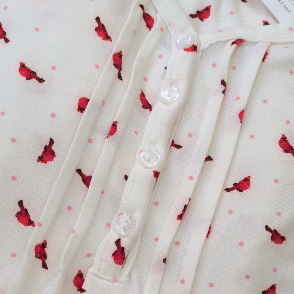 CAROLE HOCHMAN I NWT Brushed Ivory Long Sleeve Carinal Print Nightgown, M - Picture 8 of 11